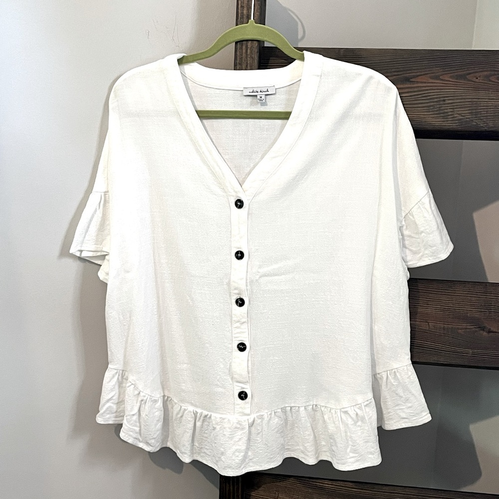 White Birch Linen Blend Top